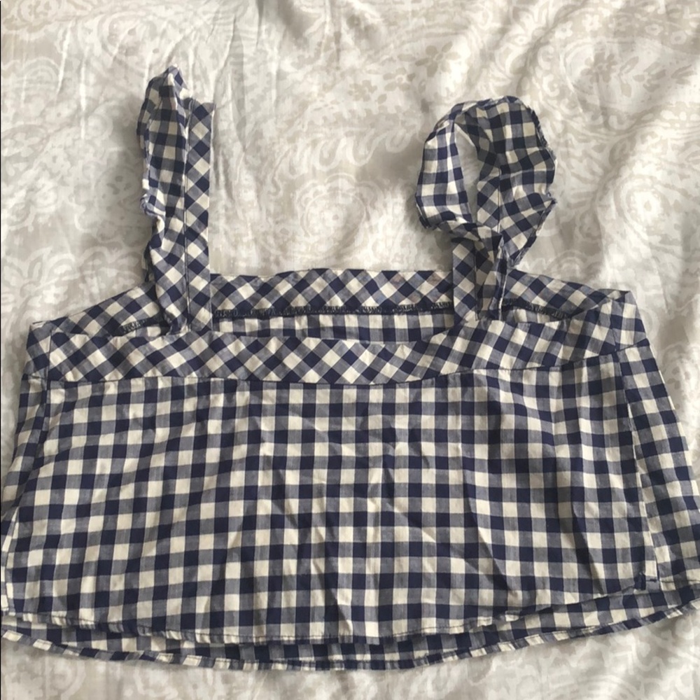Express Gingham Ruffle Crop Top - Picture 3 of 4